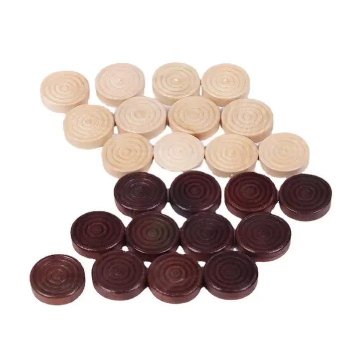 24 pièces/ensemble jetons en bois pièces de dames rondes pour accessoires de jeu d'échecs Backgammon