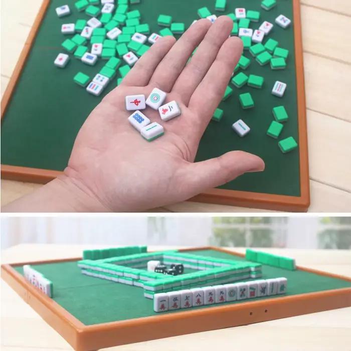 Mini ensemble de Mahjong avec table de Mahjong pliante portable