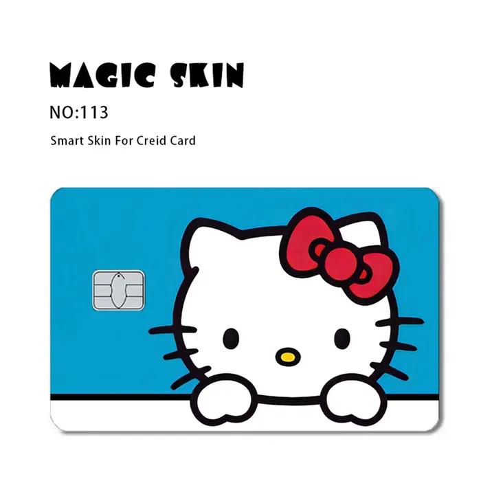 Autocollant Hello Kitty et My Melody pour protection de carte de crédit et débit, étiquette de film en PVC pour usage quotidien et cadeau pour fans de dessin animé
