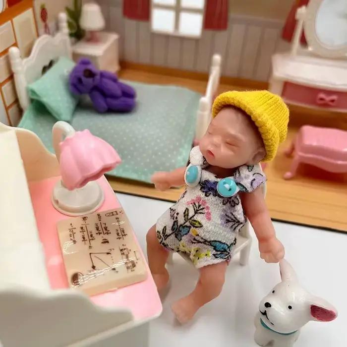 8 cm mignon Mini Silicone Bebe Reborn fille avec 2 ensembles