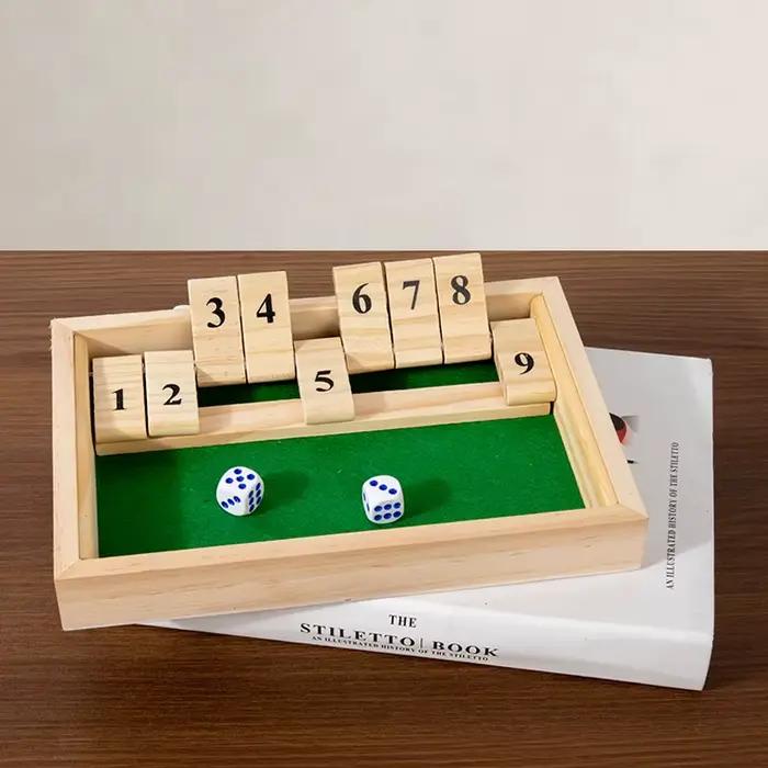 Shut The Box Game-Jeu de société numérique en bois avec 2 dés