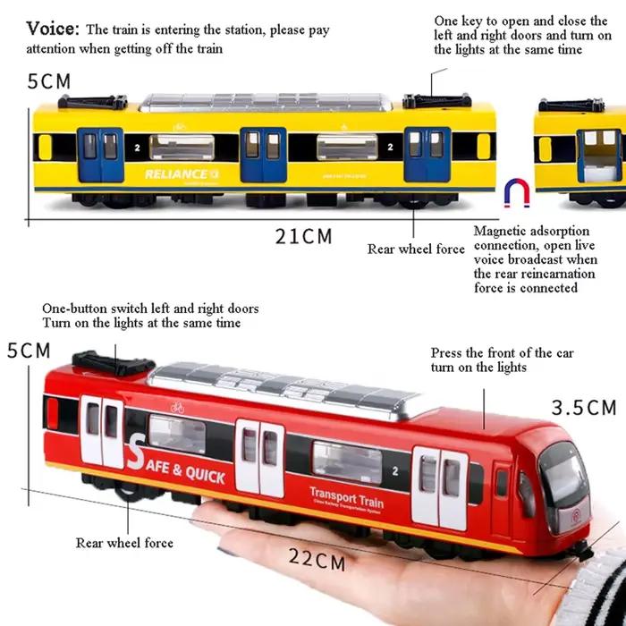 Voiture sur Rail grande Simulation alliage Train modèle ville métal moulé sous pression métro son et lumière retirer voiture enfants jouet garçon cadeau B071