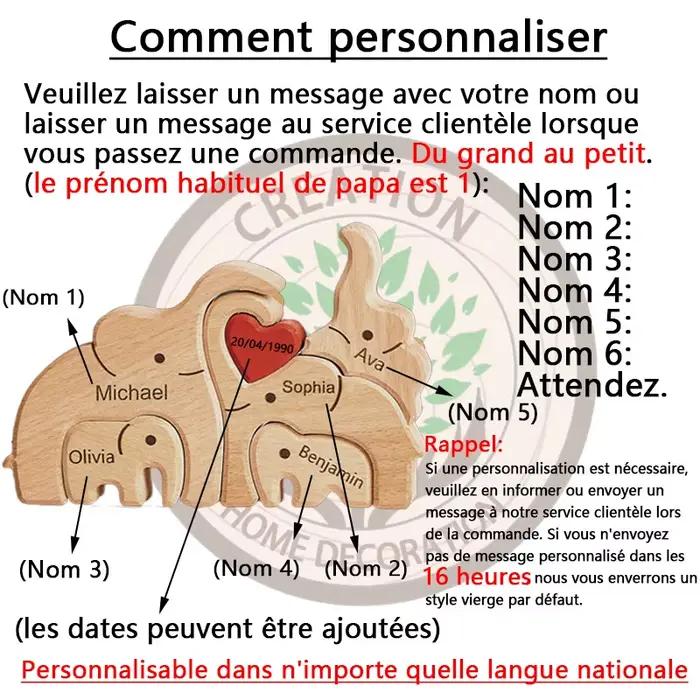 Puzzles en bois Famille d'éléphants