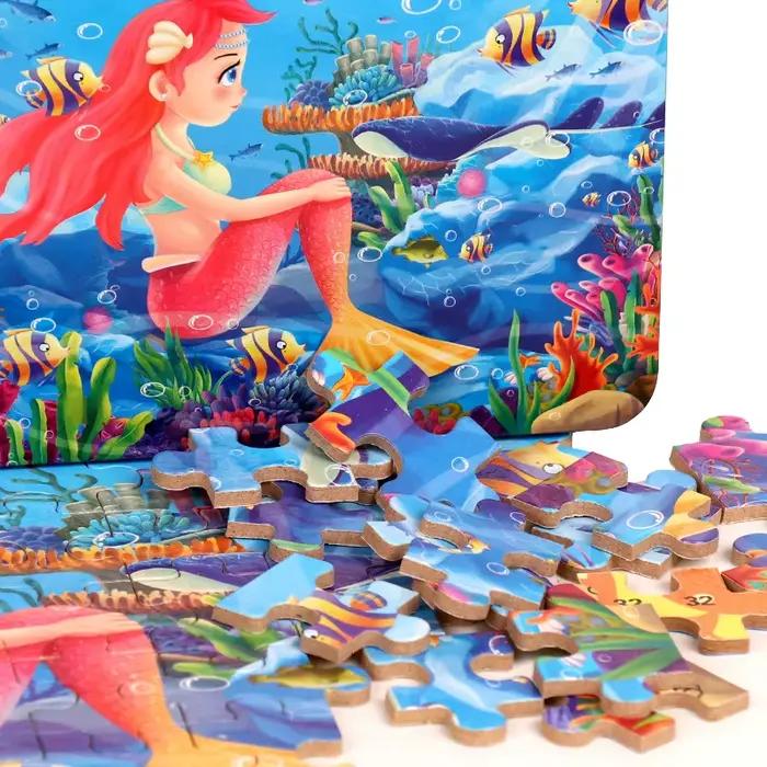 Puzzle de dessin animé 60 pièces en bois et panneau de fibre pour enfants âgés de 3 à 6 ans, jeu d'éveil et interaction parent-enfant pour les occasions spéciales