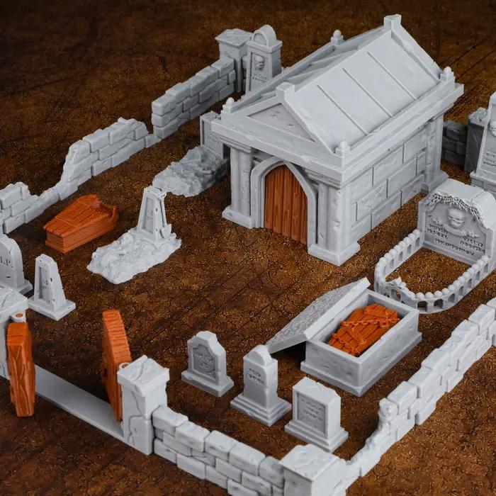 Ensemble de terrain miniature pour cimetière RPG | Tombes et clôtures - Compatibles