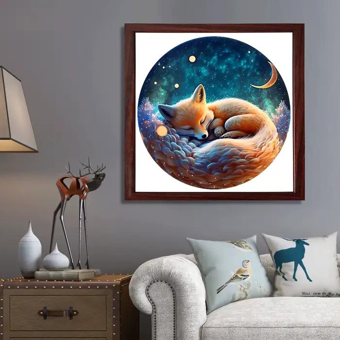 Puzzle rond en bois de renard endormi