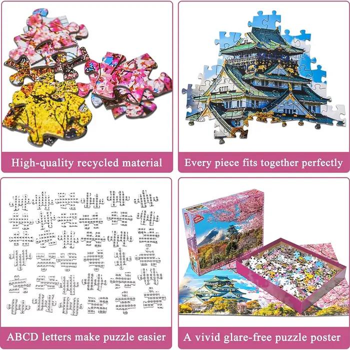 Puzzles 1000 pièces pour adultes fleurs de cerisier dans le château Osaka
