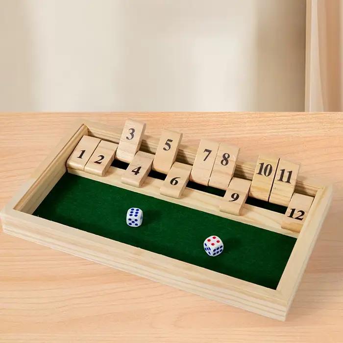 Shut The Box Game-Jeu de société numérique en bois avec 2 dés