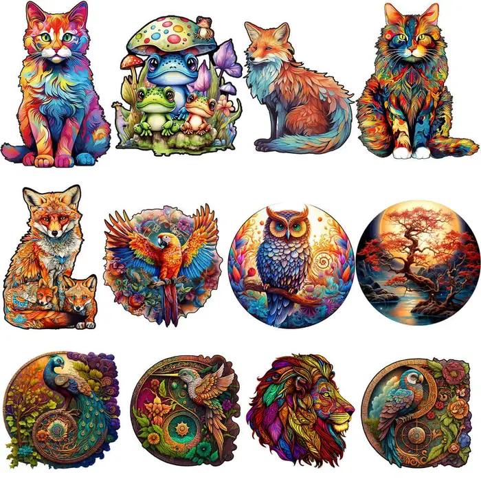 Puzzle rond animal en bois pour adulte