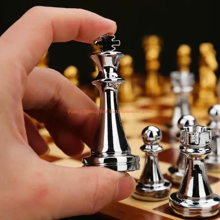 C4DE jeu d'échecs artisanal, jeu société, jeu d'échecs en bois pliable délicat