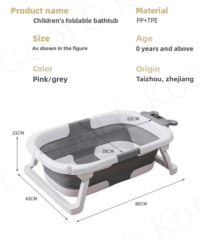 Baignoire pliable en silicone pour bébé avec capteur de température