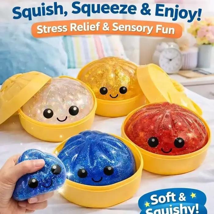 Jouet anti-stress en forme de bao bao vapeur avec perles et paillettes