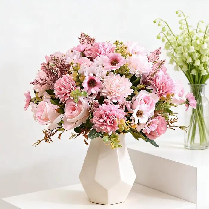 Bouquet de mariée en fleurs artificielles, couronne de roses, décoration de jardin extérieur, maison, bureau, table, accessoire cadeau DIY