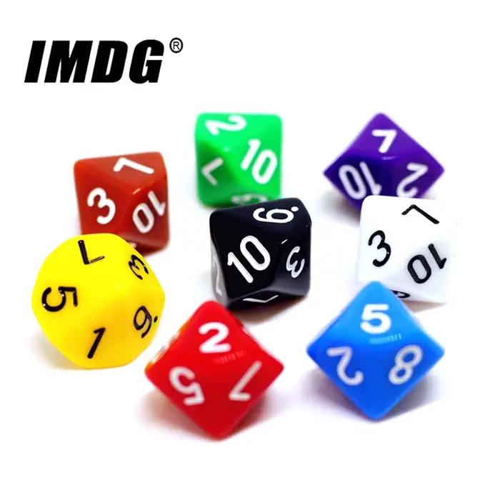 10 pièces/paquet D10 dés (1-10) Cubes acryliques jeu dés haute qualité Boutique coloré solide dés