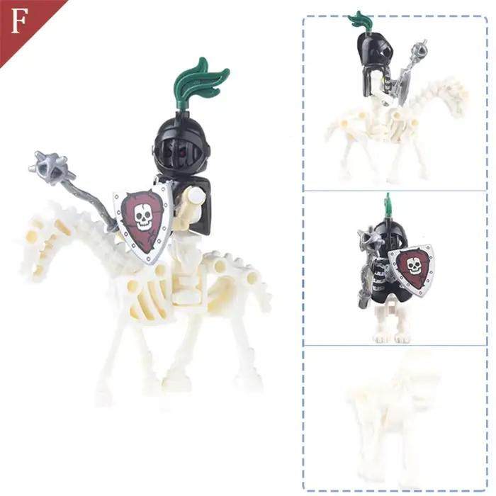 Squelette château médiéval chevalier guerriers horaires des animaux blocs de construction chanteur héros bricolage Collection jouet pour garçons cadeaux