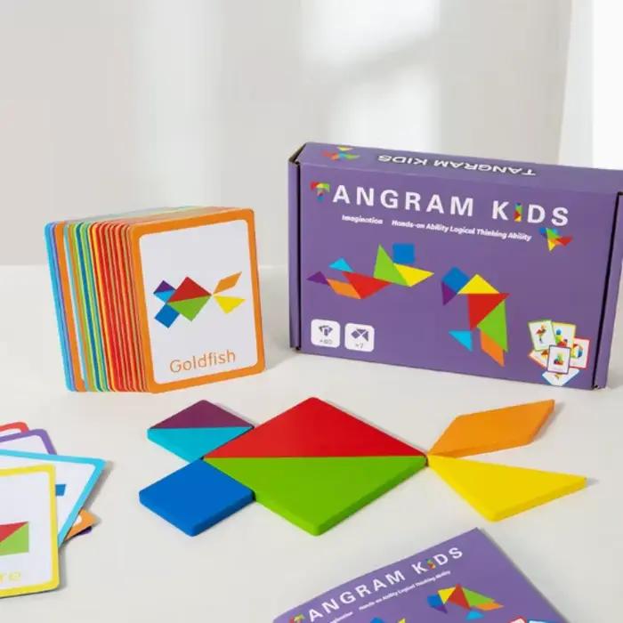 Puzzle Tangram en bois 3D, jouet éducatif Montessori, jeu de puzzle géométrique, aide pédagogique préscolaire pour enfants