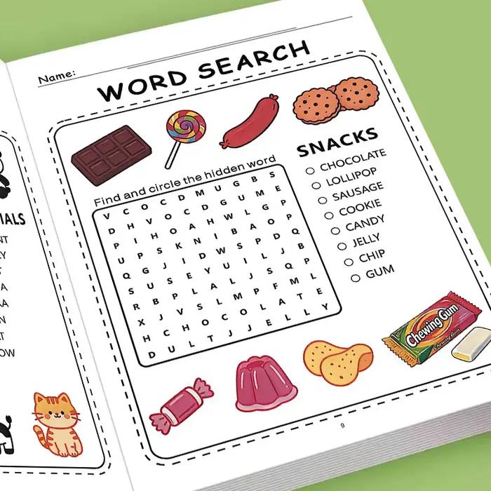 Livre de puzzles de mots pour enfants : plus de 100 puzzles de mots |   Défis amusants pour les enfants de 4 à 8 ans |   Livre d'activités de recherche et de détection de mots