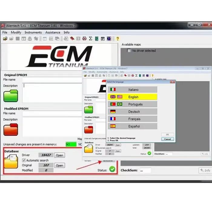 ECM Titanium 1.61 avec plus de 26 000 pilotes, outil ECU compatible avec Windows 7/8/10 - Mise à jour 2025 - Pilote ECM 18259