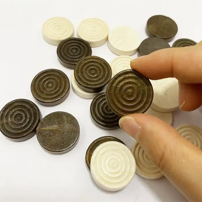 24 pièces/ensemble jetons en bois pièces de dames rondes pour accessoires de jeu d'échecs Backgammon