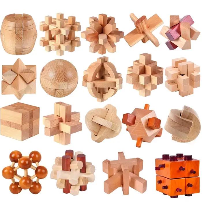 Luban Lock Puzzle déverrouiller jeu de verrouillage Test de QI casse-tête en bois pour adultes enfants logique défi d'esprit intelligent jouets éducatifs