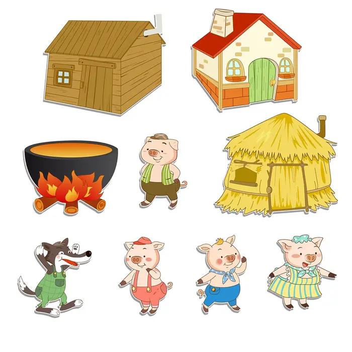 Ensemble d'histoires en feutre Les Trois Petits Cochons