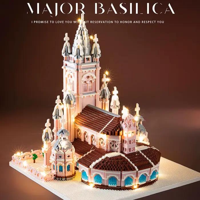 7000 pièces modèle d'architecture mondiale église rose du cœur sacré Micro blocs de construction bricolage Architecture jouets-affichage coffret cadeau