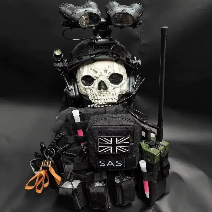 Ensemble complet d'équipement COD Ghost, veste tactique MOLLE, ensemble de harnais de poitrine avec ceinture et casque pour Call of Duty 19 Nightwar Cosplay