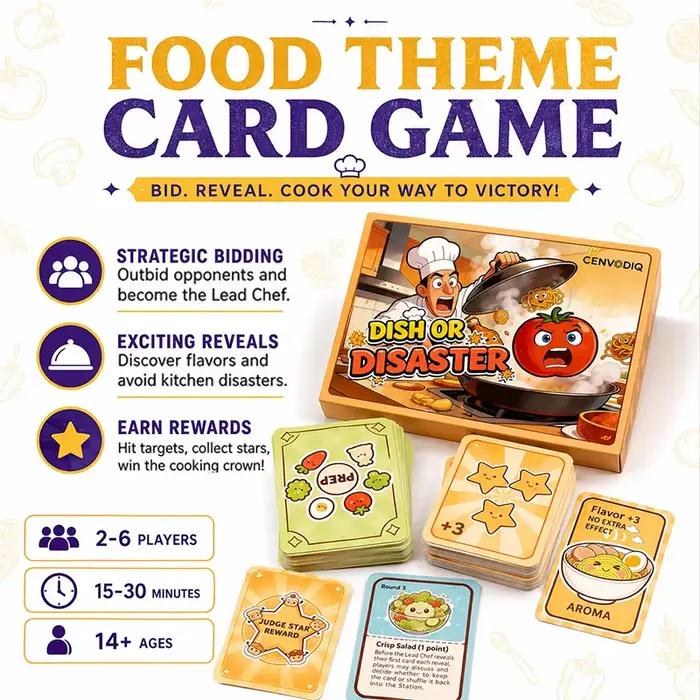 Jeu de cartes Food Strategy pour 2 à 6 joueurs jeu de société rapide avec cartes cachées choix de mise aux enchères révélations de la chance pour adolescents et adultes occasions spéciales