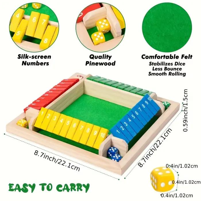 Nouveau jeu de société de dés en bois pour 2-4 joueurs jeu de dés avec rabats pour l'interaction Parent-enfant amis divertissement de fête amusant