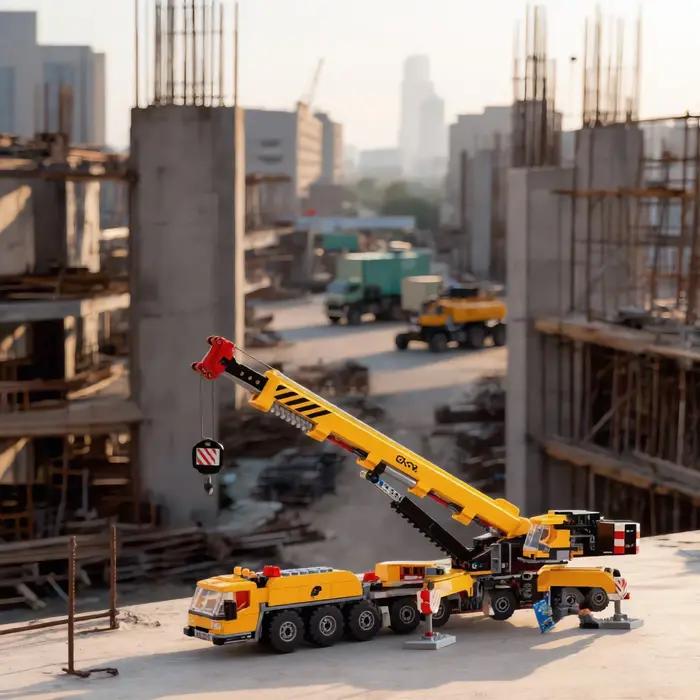 Ensemble compatible de blocs de construction de la série City : Grue mobile jaune