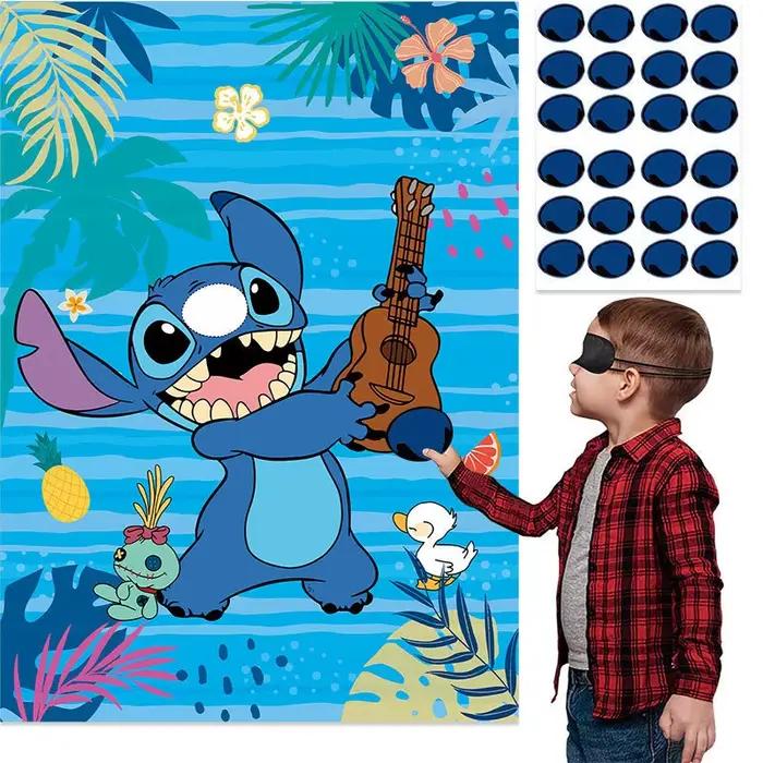 Disney Stitch Pin The Nose On The Poster Party Games Backdrop Children Birthday