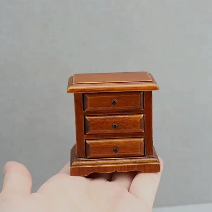 1 pièce bricolage accessoires 1:12 maison de poupée Miniature châtain Table de chevet commode armoire de rangement meubles modèle jouet