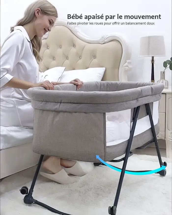 Lit de voyage Baby Grab-and-go avec matelas et roues silencieuses
