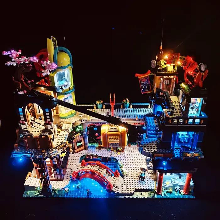 Jeu de lumières LED pour 71799 Ninjago City Markets compatible 90050 (lumière LED uniquement, non inclus les briques modèles)
