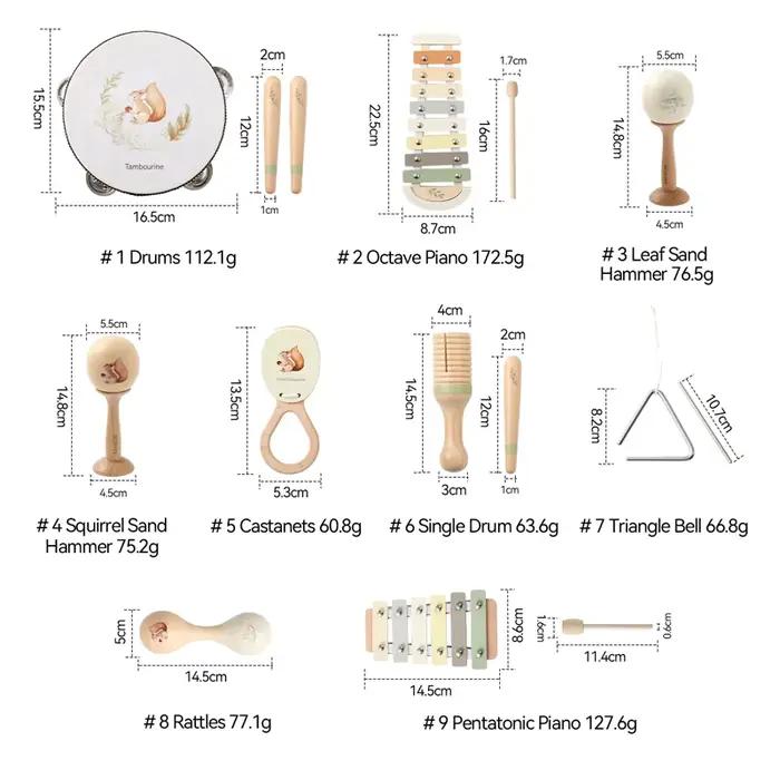 Instruments de musique en bois bébé Montessori jouet infantile et enfant en bas âge