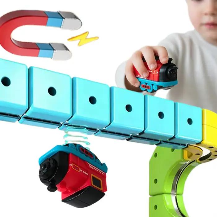 Cube orbital magique pour enfants, Train éducatif à grande vitesse, blocs de construction, piste magique, décor pour garçons et filles, cadeau d'anniversaire