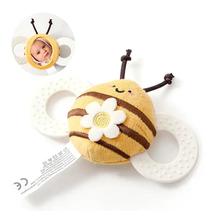 Jouet hochet en feutre doux en forme d'abeille pour bébés, adapté aux nouveau-nés de 0 à 6 mois, stimulation multisensorielle, développe les capacités de préhension précoce