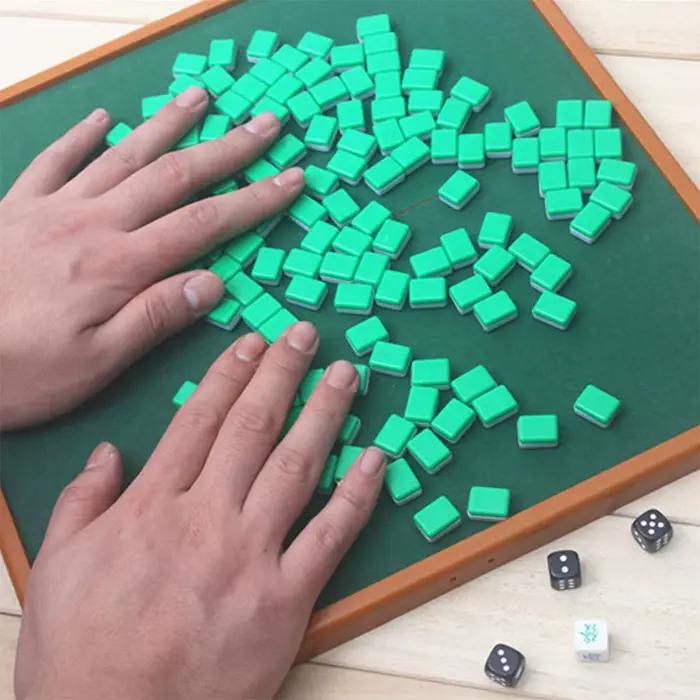 Mini ensemble de Mahjong avec table de Mahjong pliante portable