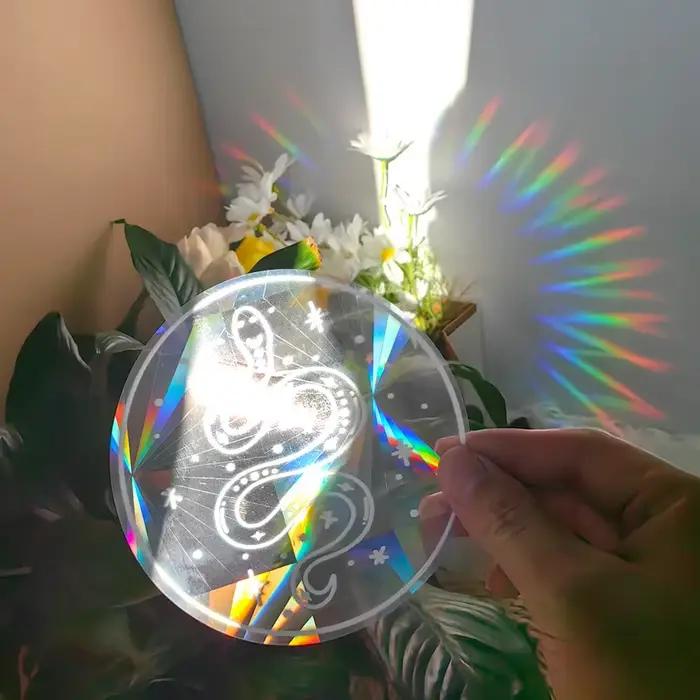 PVC 3D arc-en-ciel capteur de soleil autocollants muraux chat ours vaisseau spatial planète