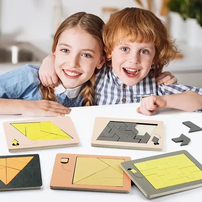 Puzzles géométriques en bois défi Impossible combustion du cerveau décompression qi esprit casse-tête pour adultes enfants