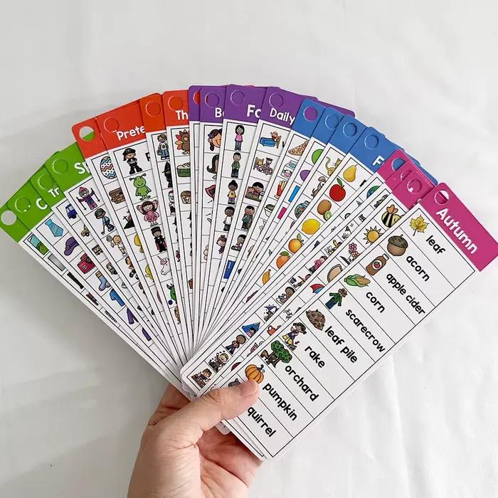 Cartes de listes de mots anglais Montessori pour enfants, matériel pédagogique ESL, mots de vue, écriture, construction de vocabulaire, jouets d'apprentissage pour l'autisme