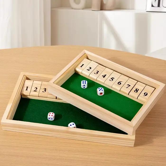 Shut The Box Game-Jeu de société numérique en bois avec 2 dés