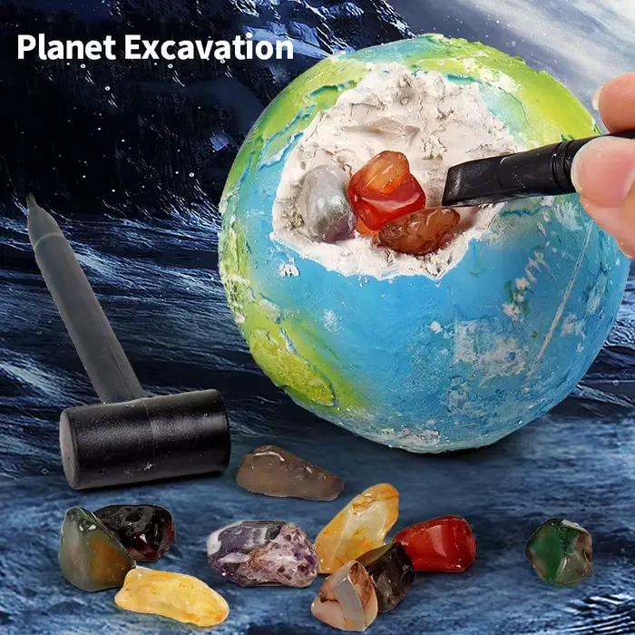 Unearth The Cosmos -Kit d'excavation de planète du système solaire - Creuser interactif des pierres précieuses