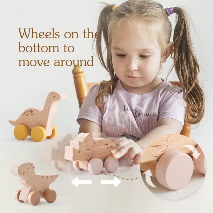 Jouet de dentition en bois Montessori forme voiture dinosaure pour bébés et tout-petits occasion spéciale cadeau d'anniversaire fête de fin d'année pour enfants occasions quotidiennes éducation Montessori