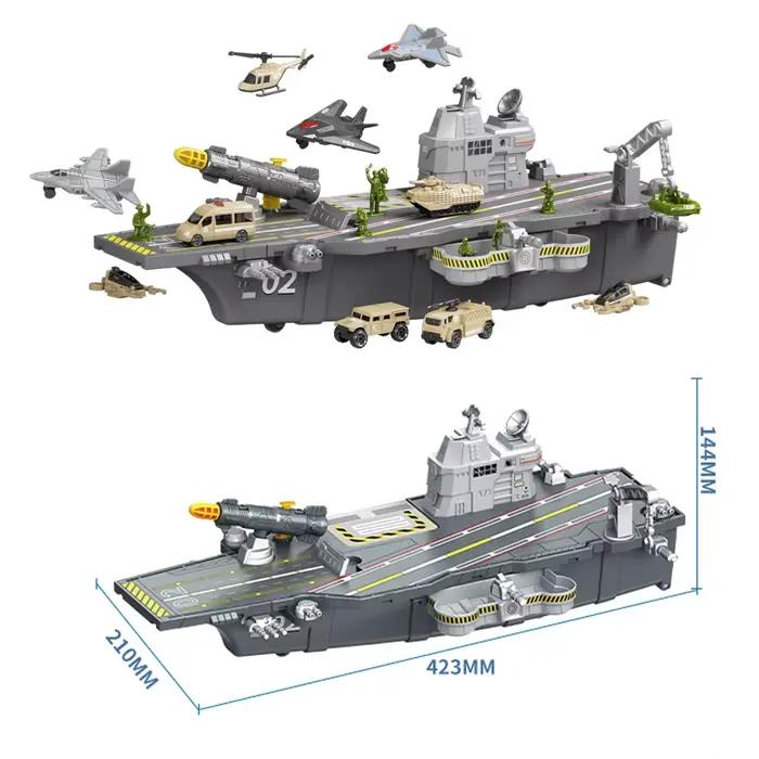 Jouet d'assemblage de porte-avions pour enfants avec mini-soldats