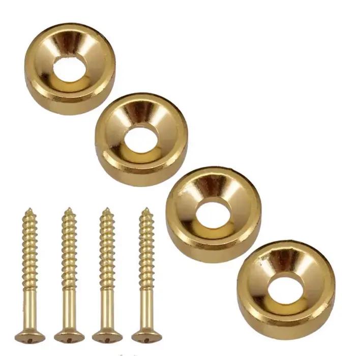 1 lot de 4 pièces de douille de cou, virole de Joint de cou pour guitare basse avec vis de montage, accessoires de guitare chromés en or noir