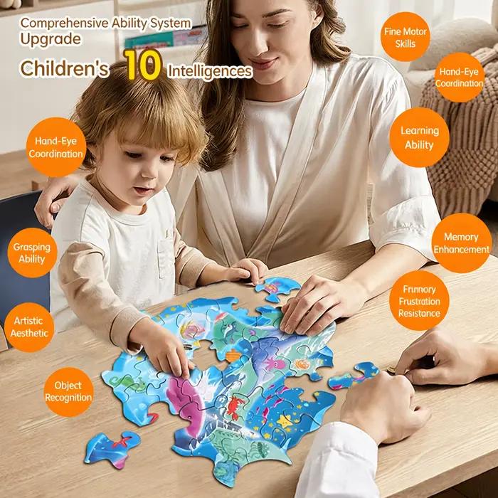 Ensemble de puzzles d'animaux colorés - 28/36/48 pièces - Cadeau éducatif stimulant pour enfants et aînés