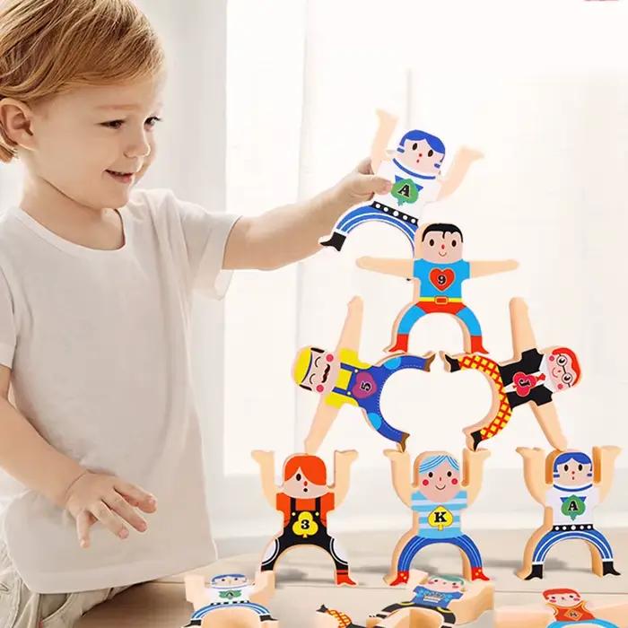 Jouets Montessori à monter soi-même, blocs de construction de poupée d'équilibre, planche à empiler, blocs hauts, jeux éducatifs précoces pour enfants