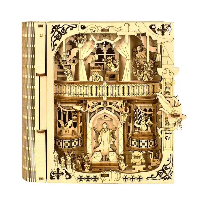 Modèle de livre magique en puzzle en bois