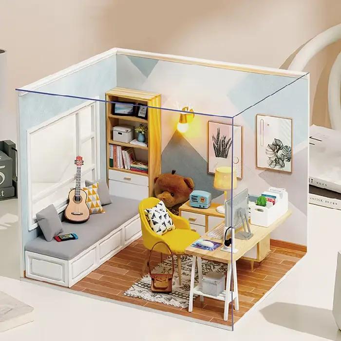 Kit de Construction Maison de Poupée Bois Diy Jouet Educatif Modèle Assembler Cadeaux Occasions Spéciales Adolescents Adultes